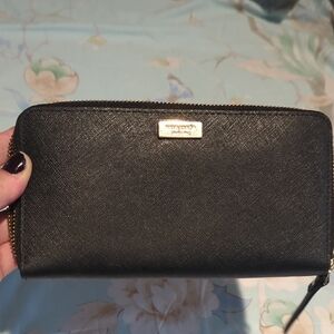 Kate Spade Black Leather Zip-Around Wallet